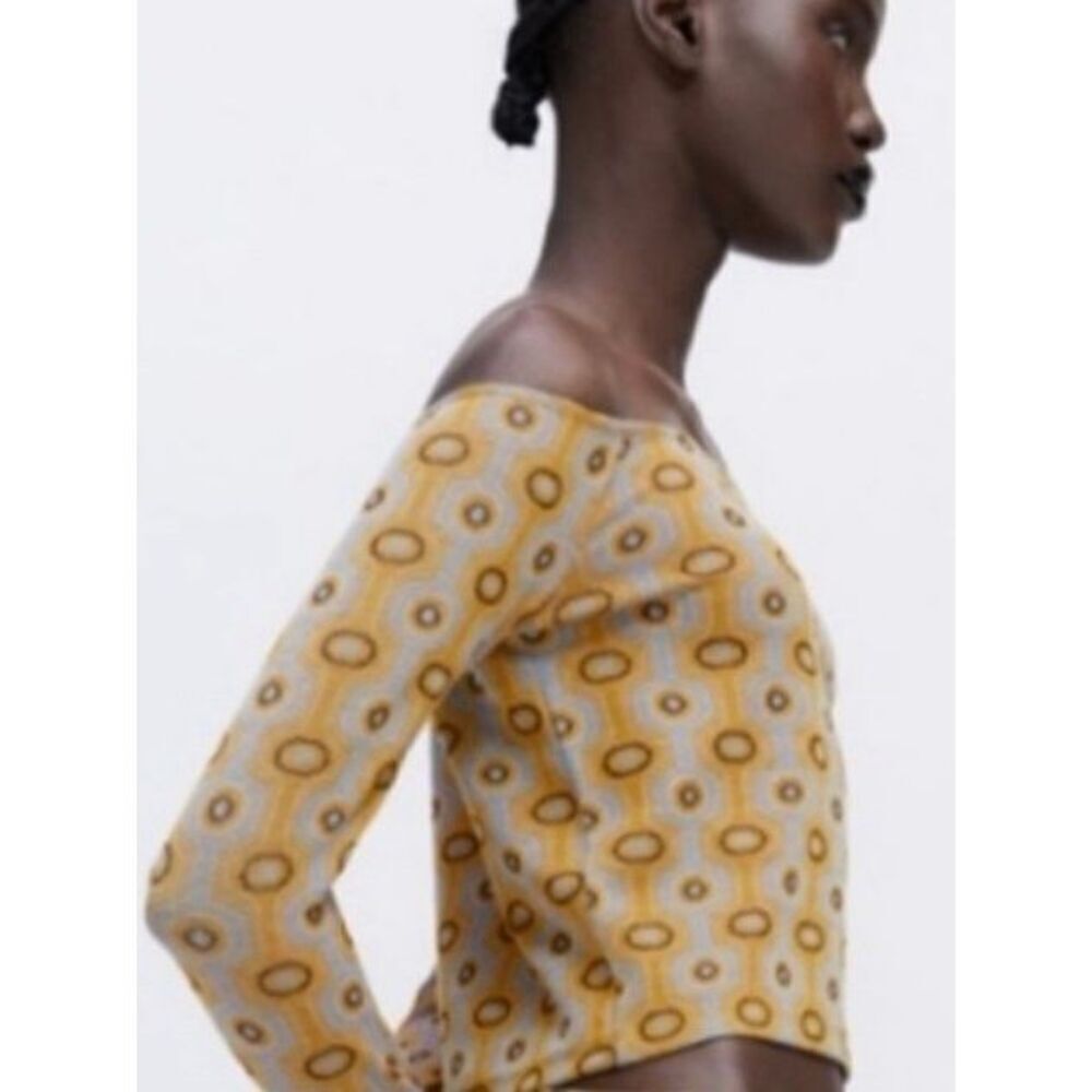 NEW ZARA Women’s Small Jacquard Knit Long Sleeve Top - Picture 6 of 12